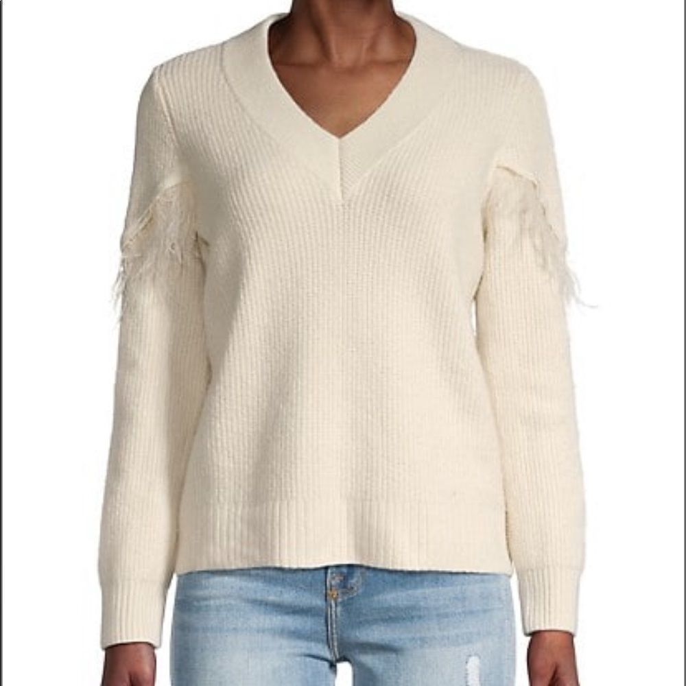 fringe V-neck sweater. NWT